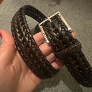 Fossil Men's Dark Brown Braided Leather Belt